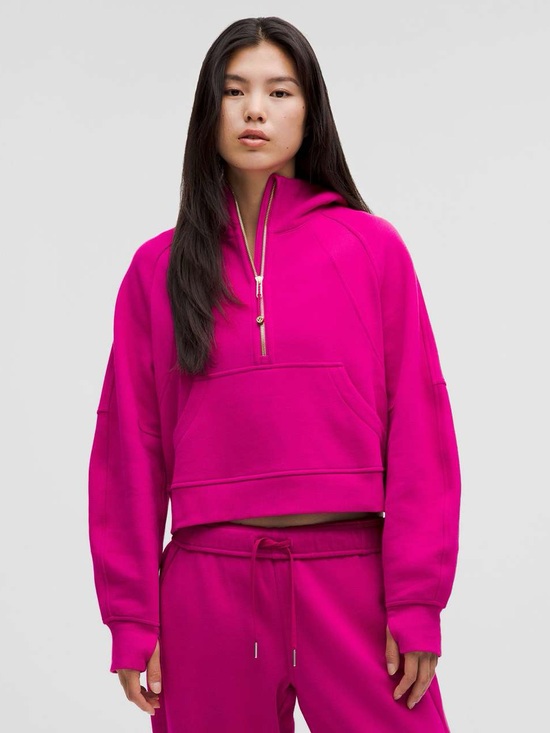 lululemon athletica Tops - Lululemon Scuba Oversized Half-Zip Hoodie - Ripened Raspberry / Gold